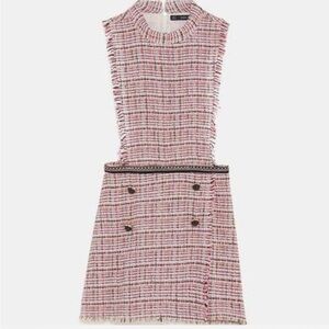Zara Pink and White Sheath Jumper with Mandarin Collar